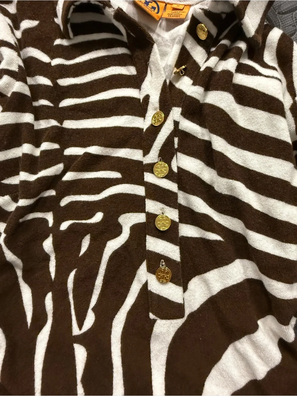 Tory Burch zebra terry cloth dress size medium